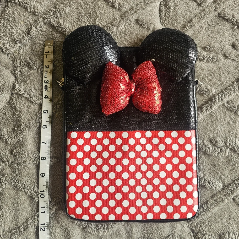 Minnie Mouse Disney Ipad/Tablet Bag Case red black sparkly Disney Parks NO Strap